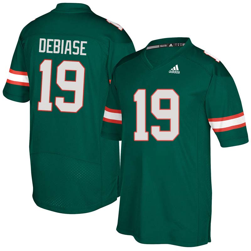 Adidas Miami Hurricanes #19 Augie DeBiase College Football Jerseys Sale-Green